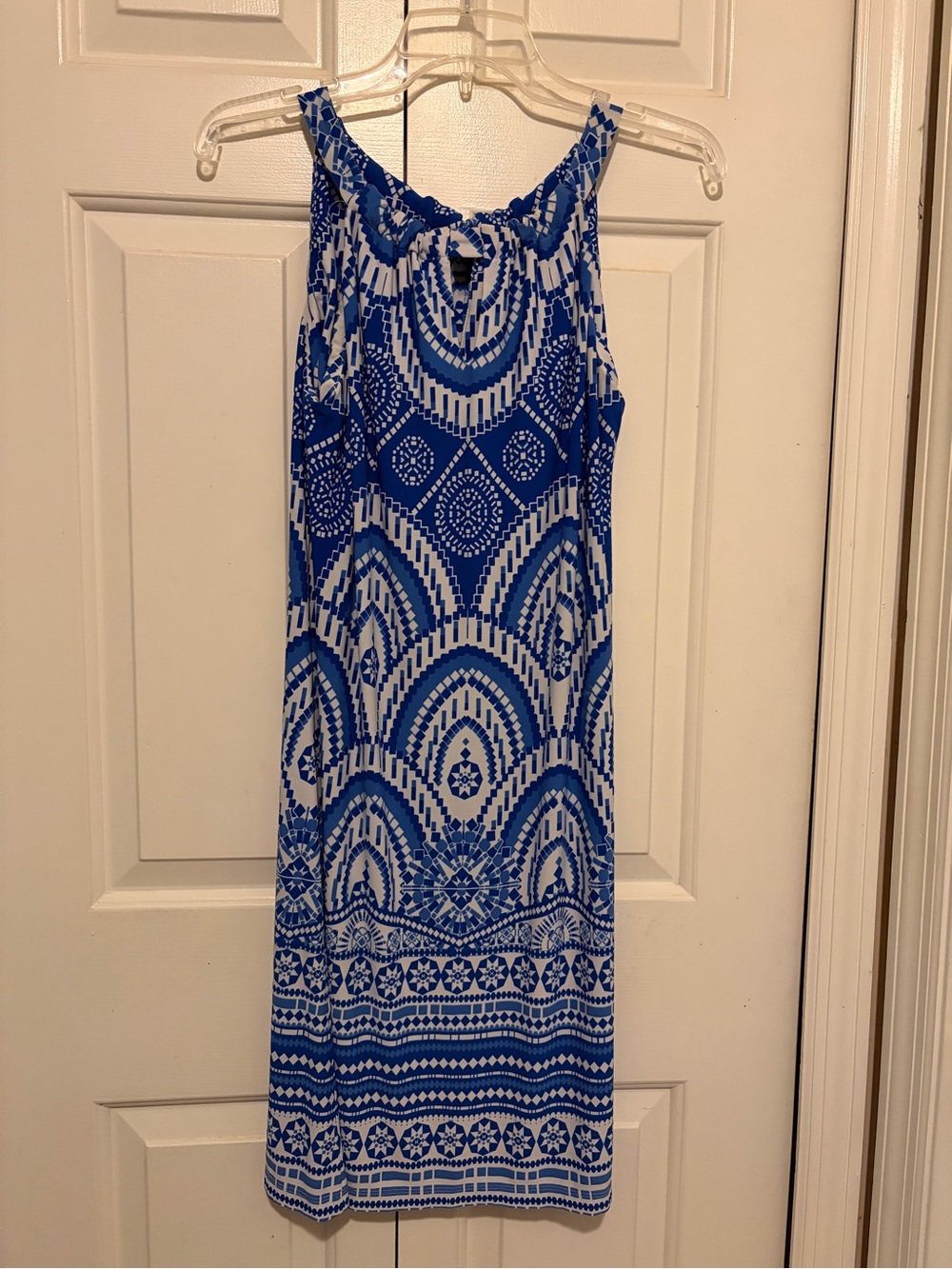 Just...Taylor Blue & White Geometric Midi Dress